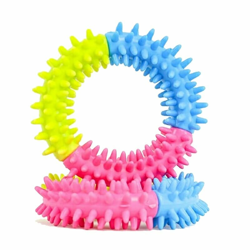 thumbnail image 2 of 3-Pack Dog Rubber Chew Flying Rings – Fetch, Tug, Retrieve Toy – Medium, Multicolor 2 of 4